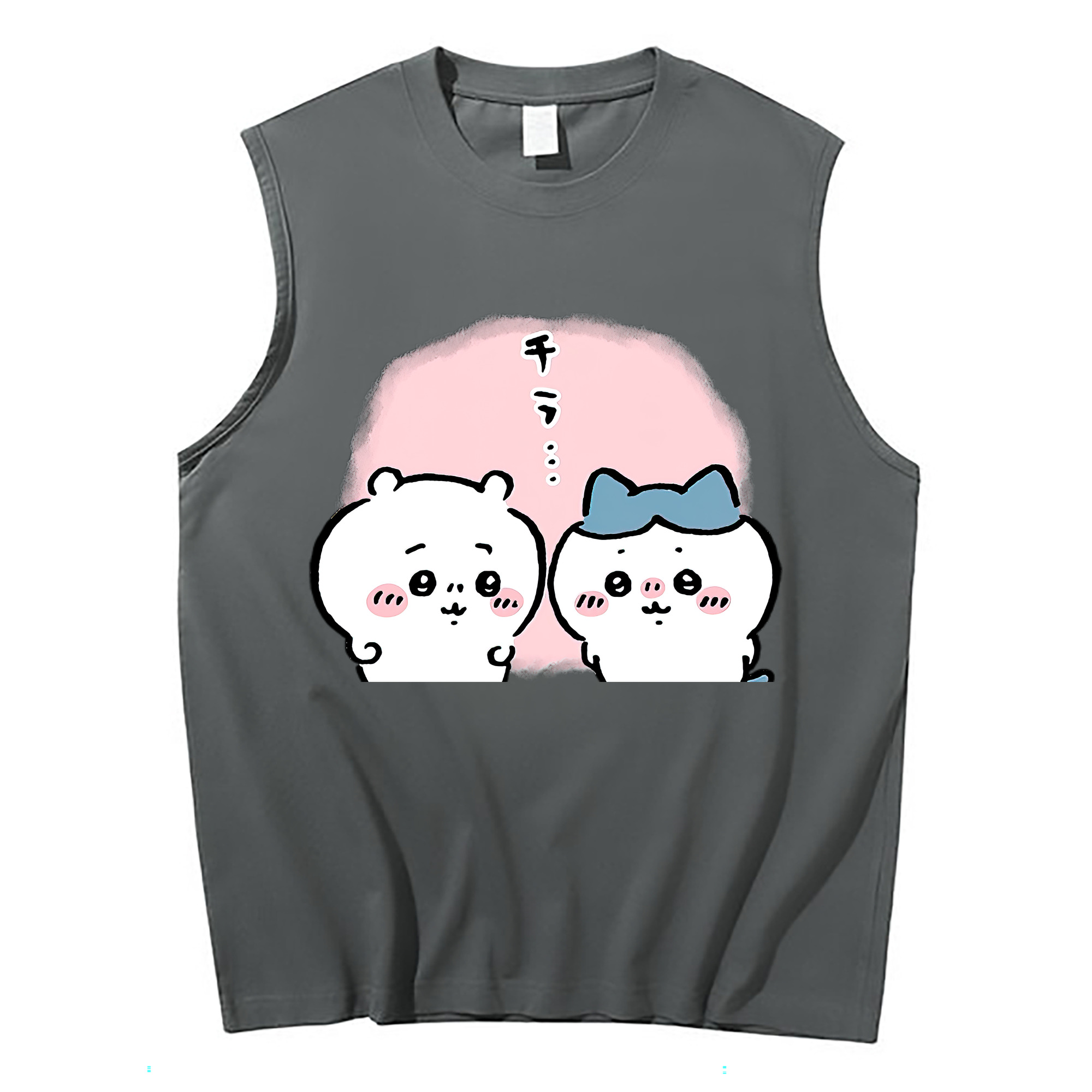 （画像用） ちいかわ ハチワレ Chii-kawa hachiware コットン100％タンクトップ（フロントプリント）